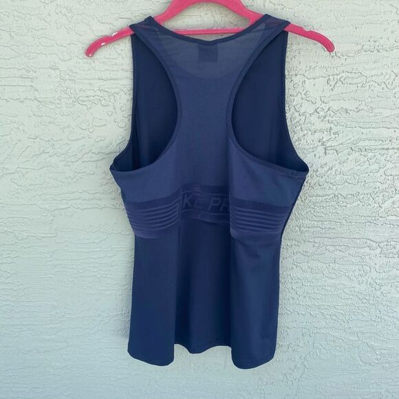 Nike Pro Deluxe Sz L Navy Mesh Velvet Logo Tank - Picture 1 of 10